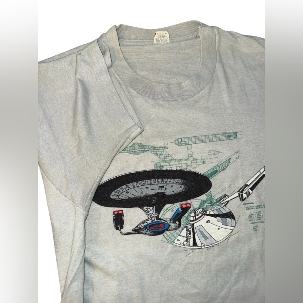 Vintage Star Trek U.S.S. Enterprise schematic blueprint t-shirt single stitch M
